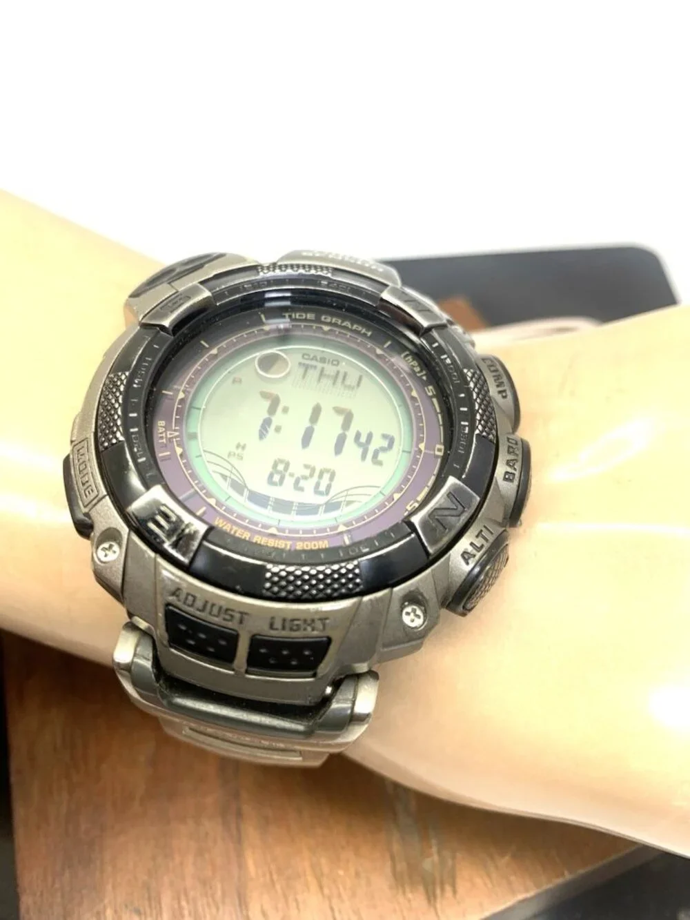 Casio Pro Trek Men's Watch PRG130T Solar Triple Sensor Digital Titanium 3135